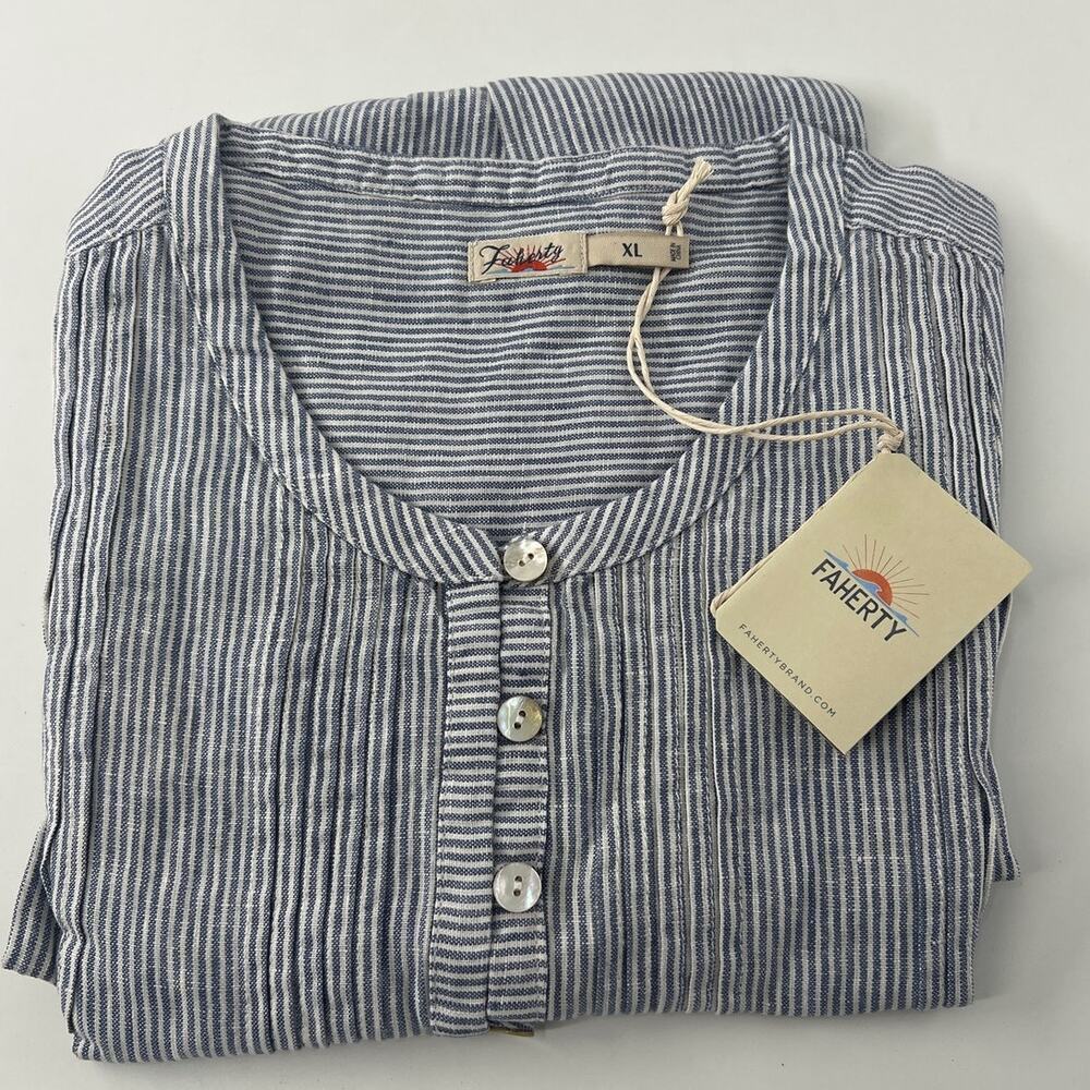 Faherty Blue Mini Stripe Isha Dress XL - Picture 3 of 13
